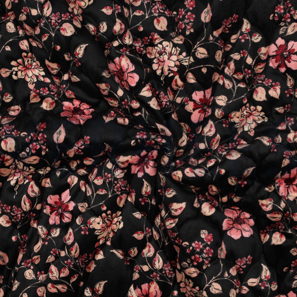 STEPPED VELVET DIGITAL FLOWERS BLACK #3