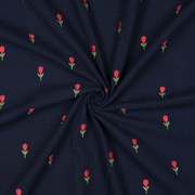 DOUBLE GAUZE EMBROIDERY FLOWERS NAVY (thumbnail) #3