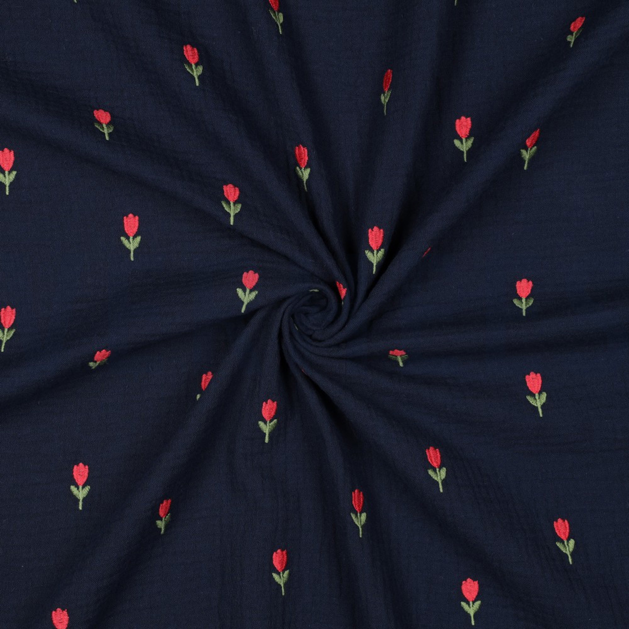 DOUBLE GAUZE EMBROIDERY FLOWERS NAVY (high resolution) #3