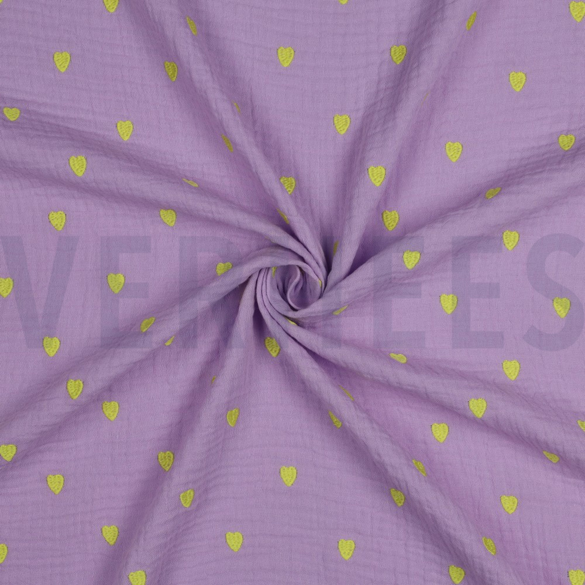DOUBLE GAUZE EMBROIDERY NEON HEARTS LAVENDER (high resolution) #3