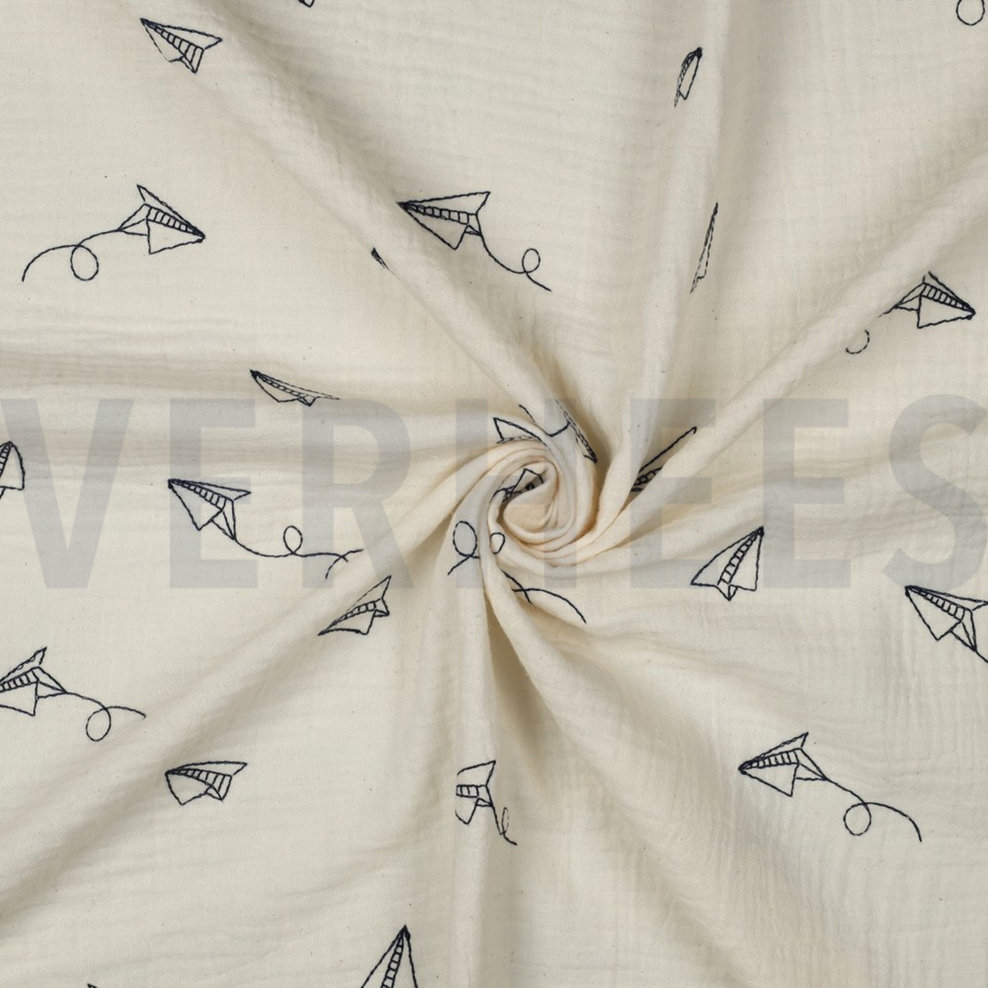 DOUBLE GAUZE EMBROIDERY PAPER PLANES NATURAL (high resolution) #3