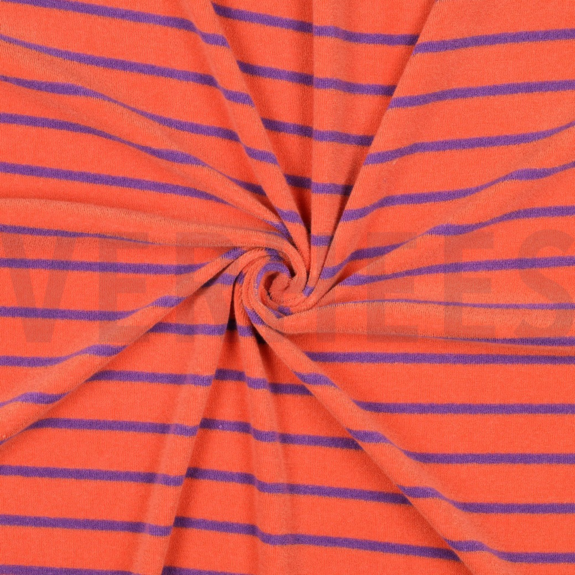 COTTON TOWELLING YARN DYED STRIPES ORANGE / PURPLE (high resolution) #3
