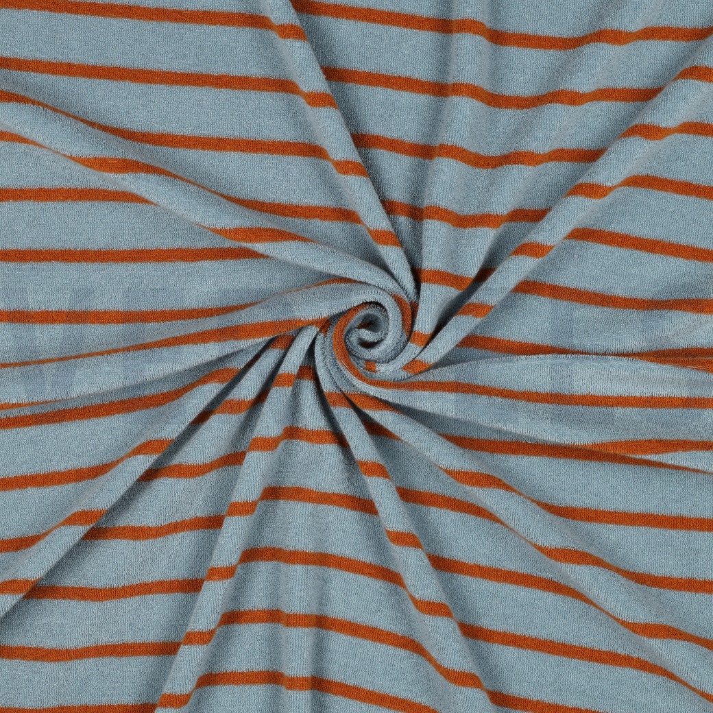 COTTON TOWELLING YARN DYED STRIPES BLUE / BROWN #3