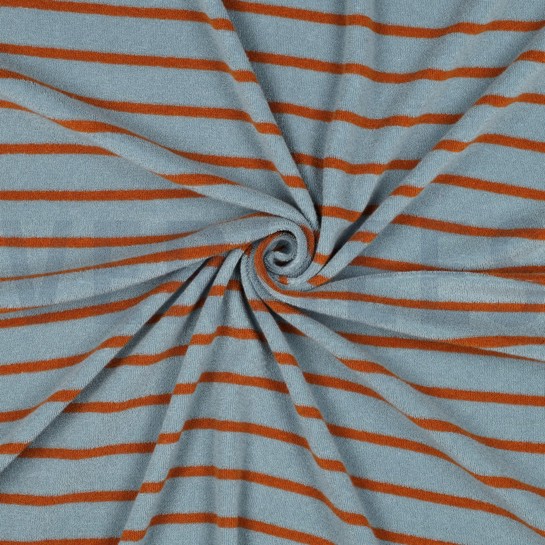 COTTON TOWELLING YARN DYED STRIPES BLUE/ BROWN #7
