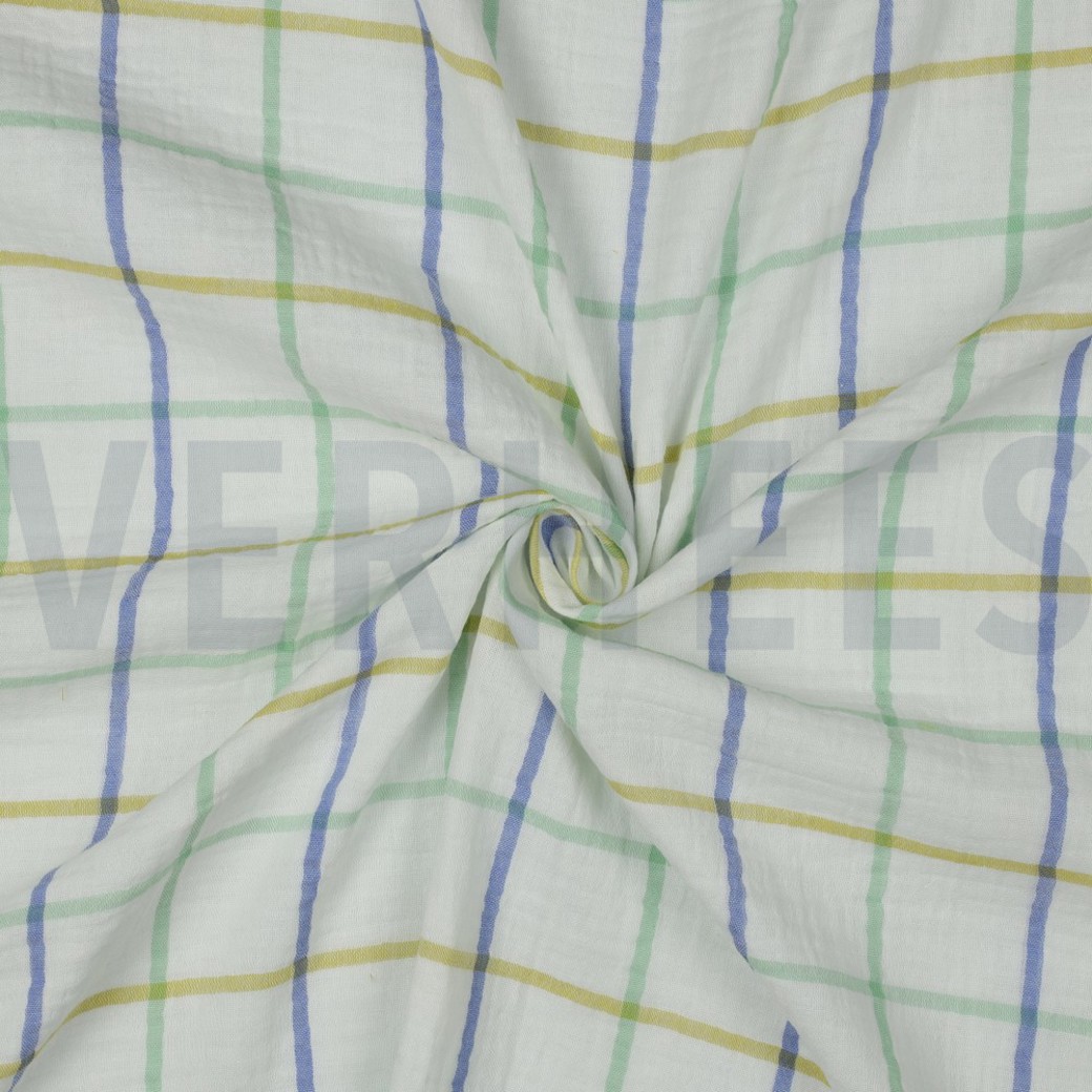 DOUBLE GAUZE YARN DYED CHECKS GREEN #3