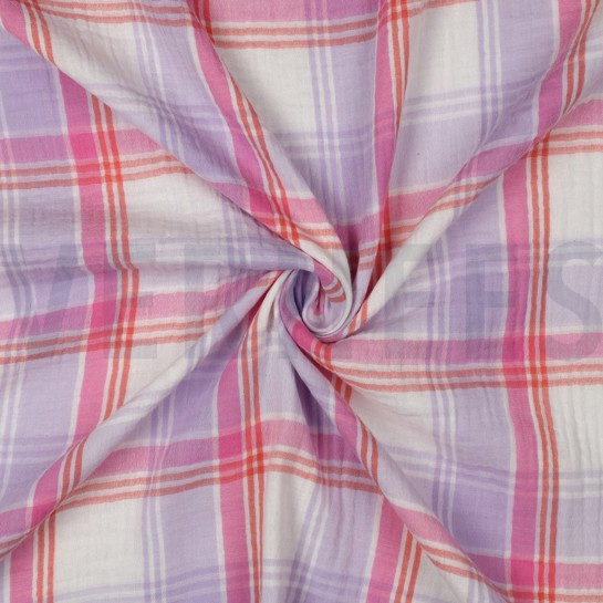 DOUBLE GAUZE YARN DYED CHECKS LAVENDER #7