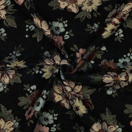 GOBELIN CHENILLE FLOWERS BLACK #7