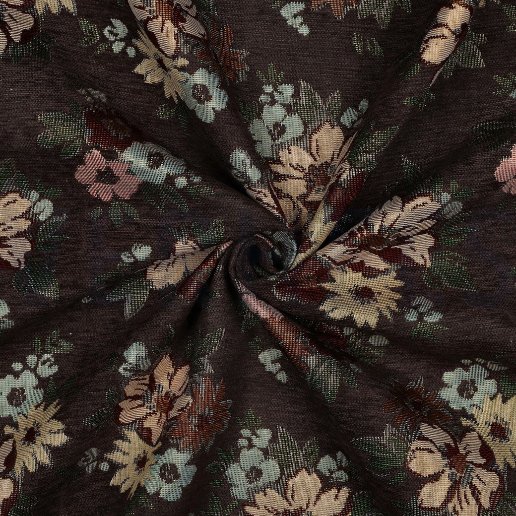 GOBELIN CHENILLE FLOWERS BROWN #3