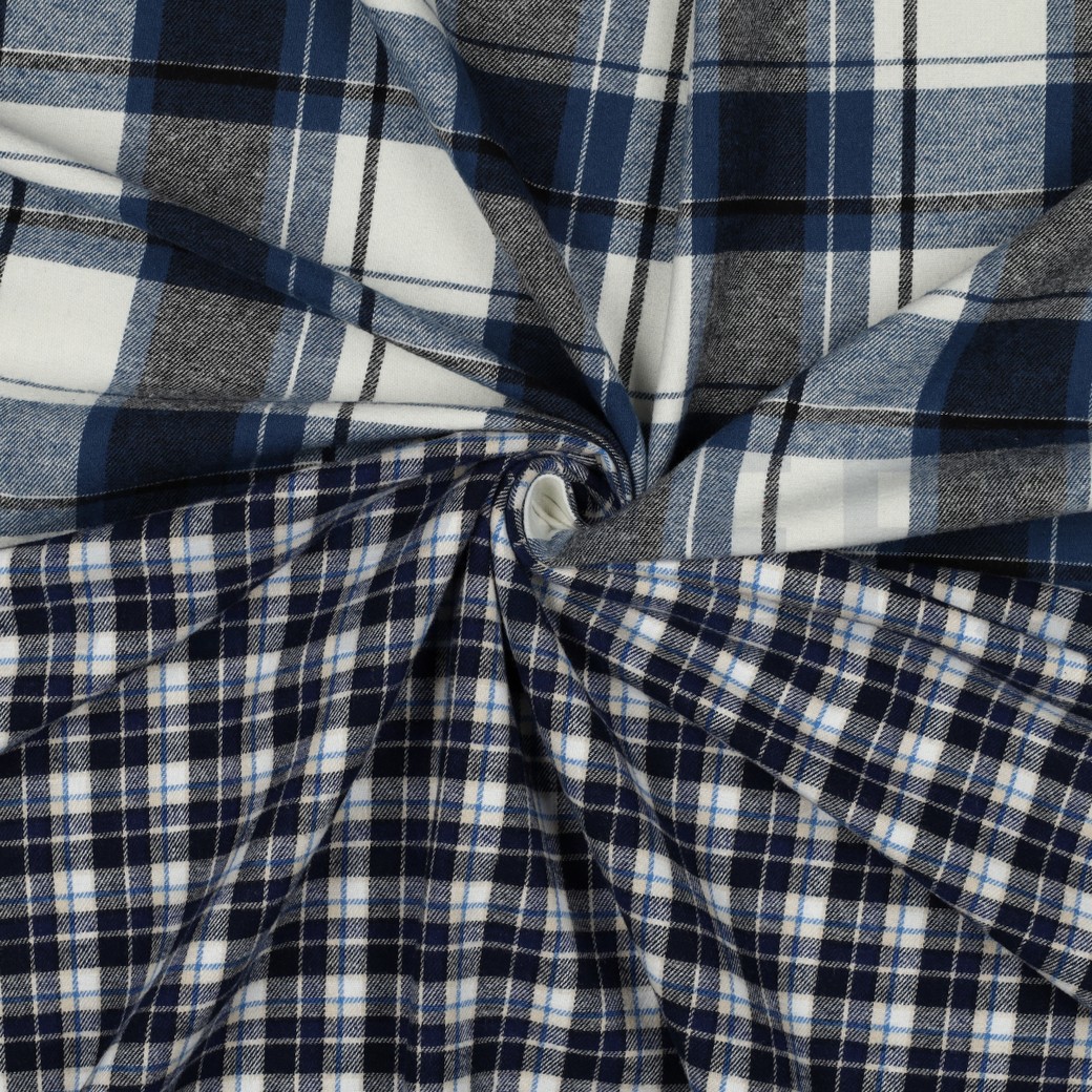 COTTON YARN DYED BRUSHED CHECKS NAVY #3