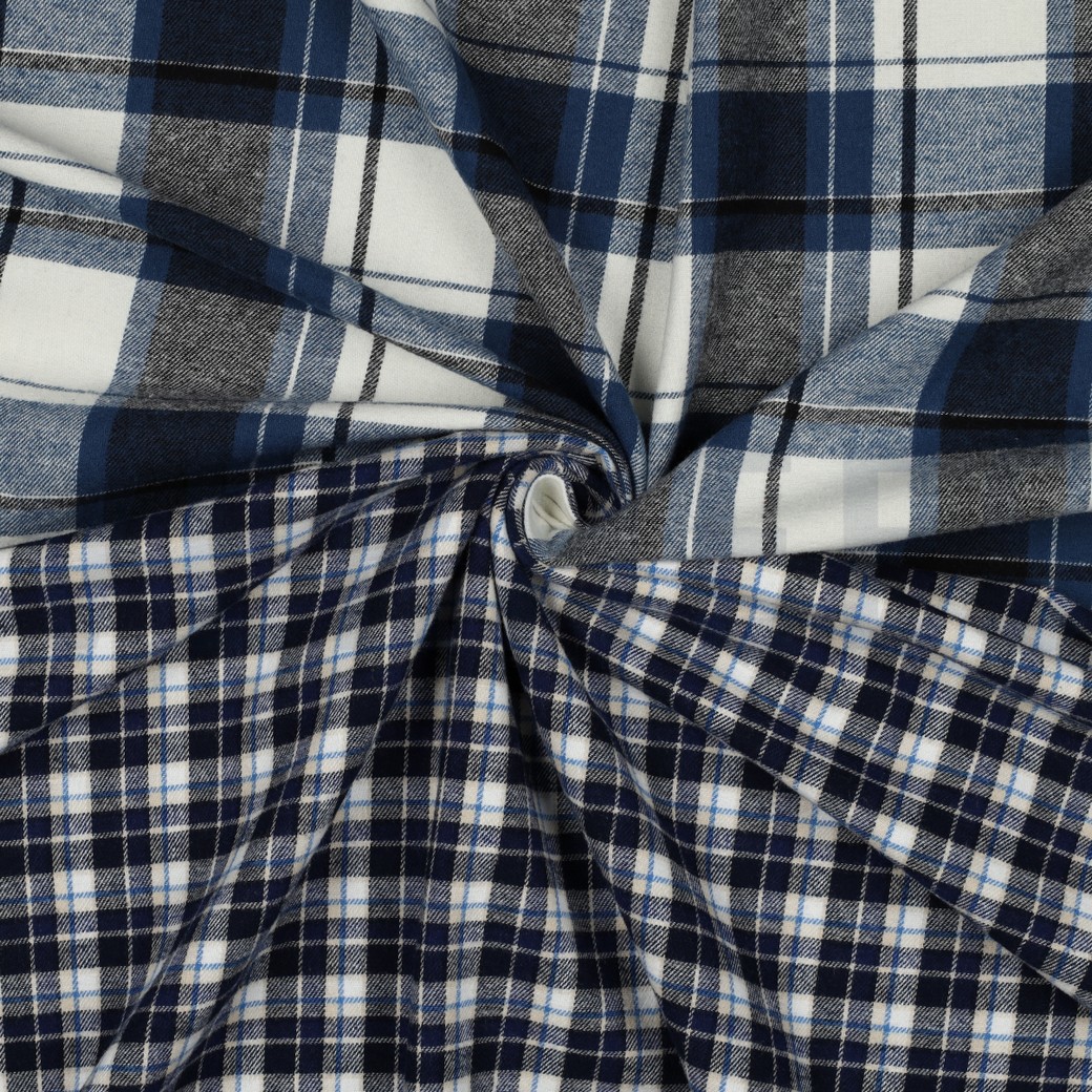 COTTON YARN DYED BRUSHED CHECKS NAVY #3
