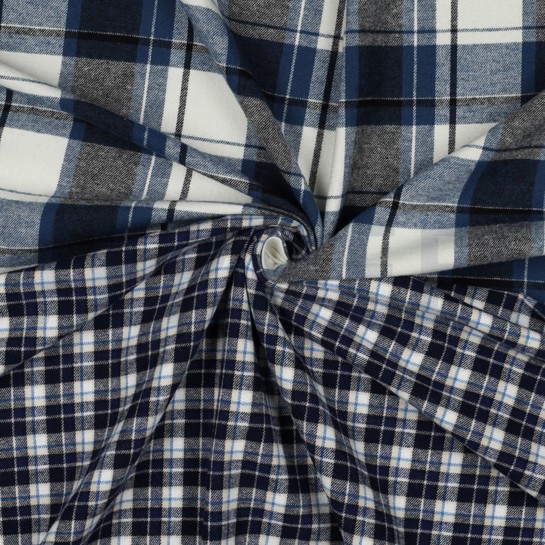 COTTON YARN DYED BRUSHED CHECKS NAVY #7