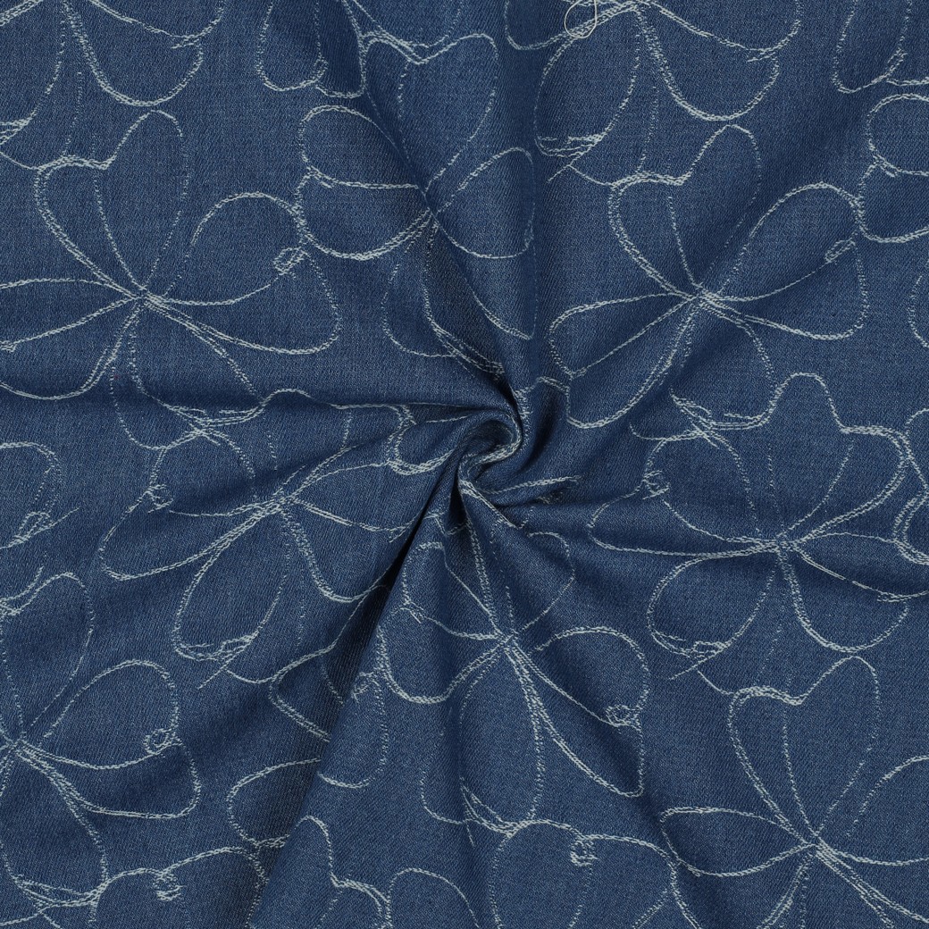 DENIM JACQUARD FLOWERS INDIGO #3