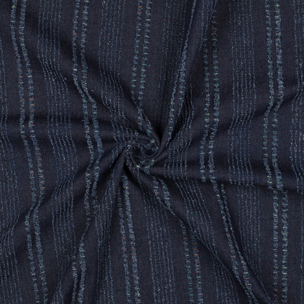 DENIM JACQUARD DISSTRESSED STRIPES INDIGO #3