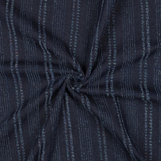DENIM JACQUARD FRAYED STRIPES INDIGO #7