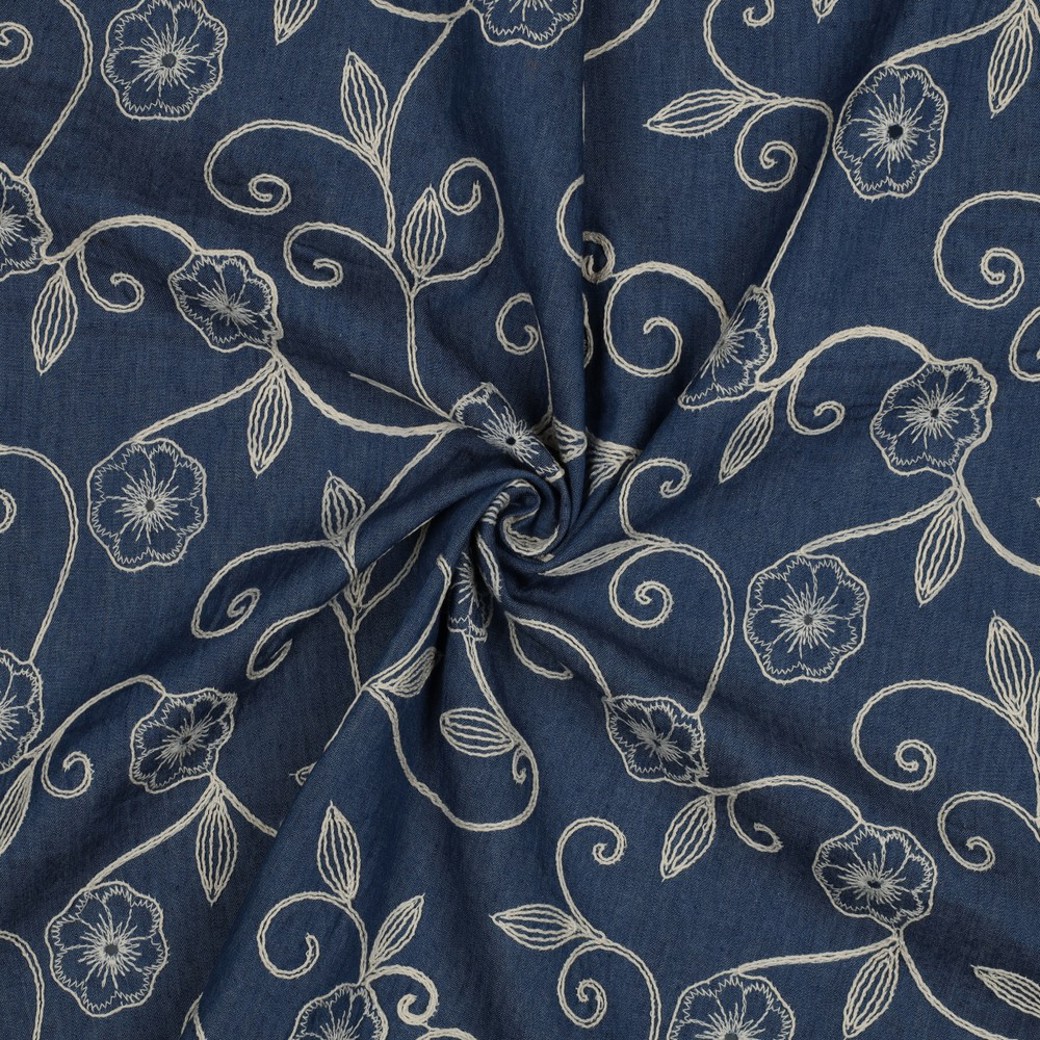 DENIM EMBROIDERY FLOWERS JEANS #3