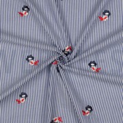 COTTON STRIPES EMBROIDERY FLOWERS BLUE (thumbnail) #3