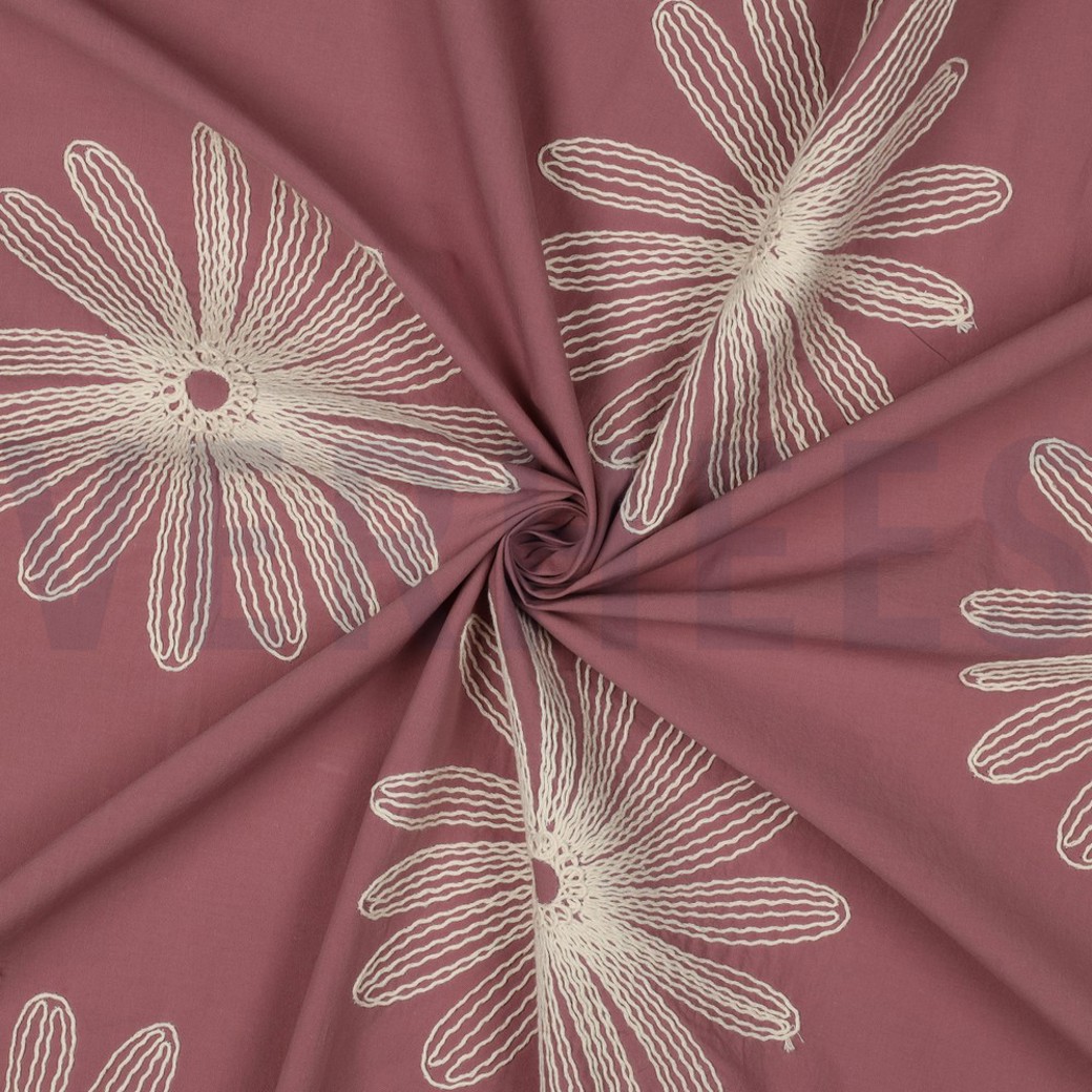 COTTON EMBROIDERY FLOWERS MAUVE #3