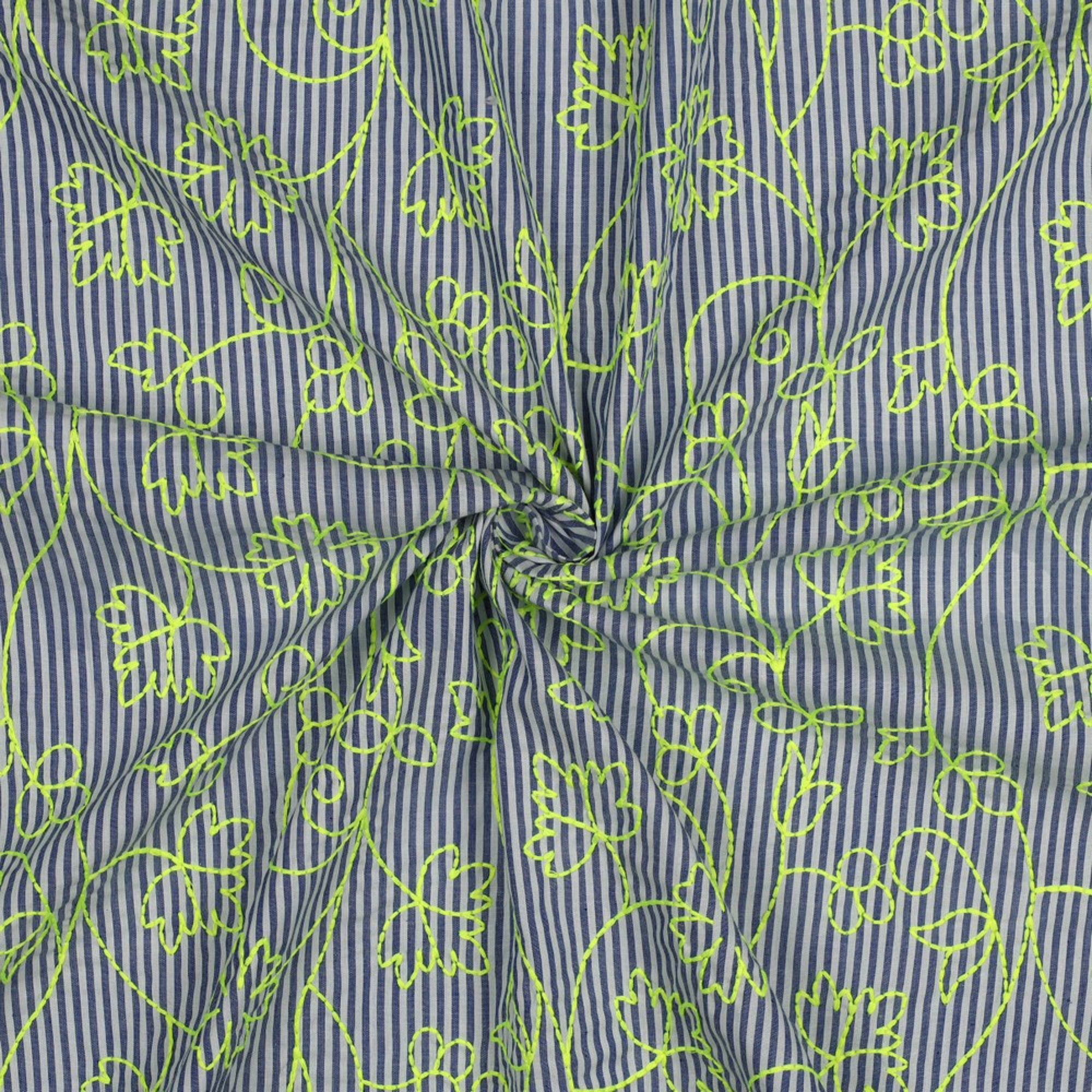 COTTON STRIPES NEON EMBROIDERY BLUE WITH GREEN NEON (high resolution) #3