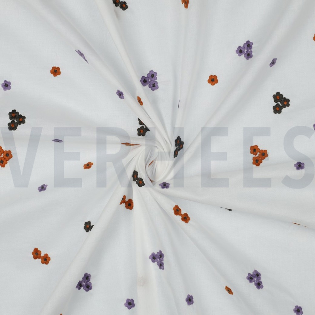 COTTON VOILE EMBROIDERY FLOWERS BRICK #3