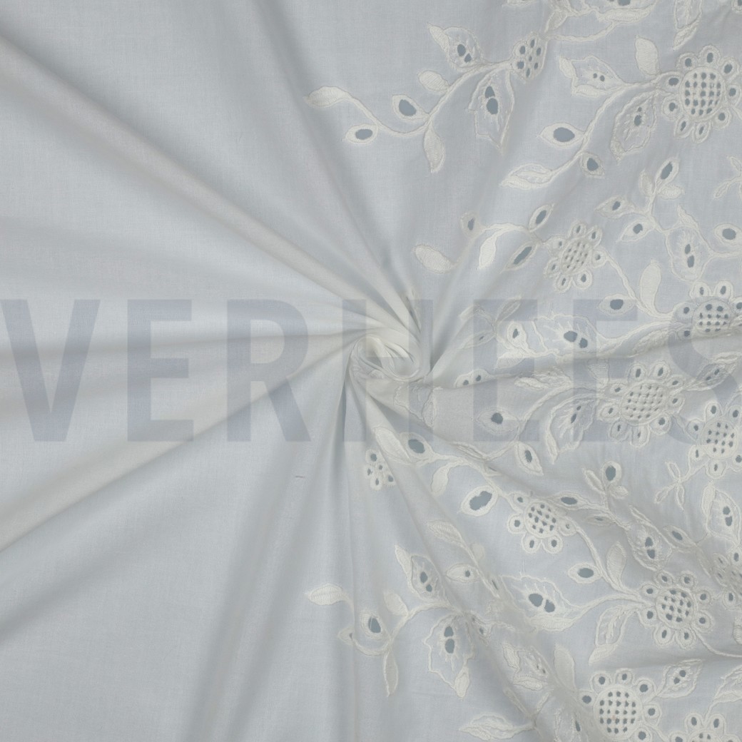 COTTON VOILE ONE-SIDE BORDER ONE-SIDE SCALLOP WHITE #3