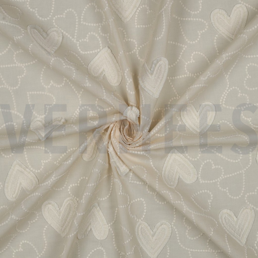 COTTON VOILE HEARTS ECRU #3