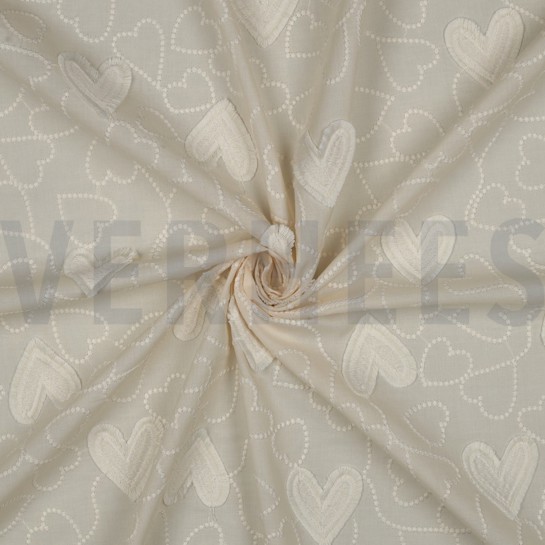 COTTON VOILE HEARTS ECRU #7