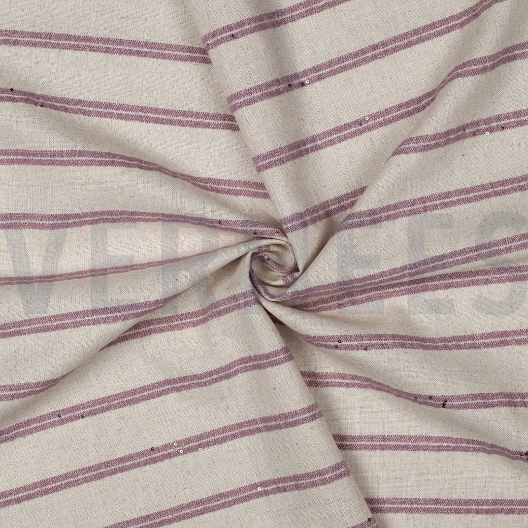 LINEN STRIPES LUREX SEQUINS DARK BLUSH #3