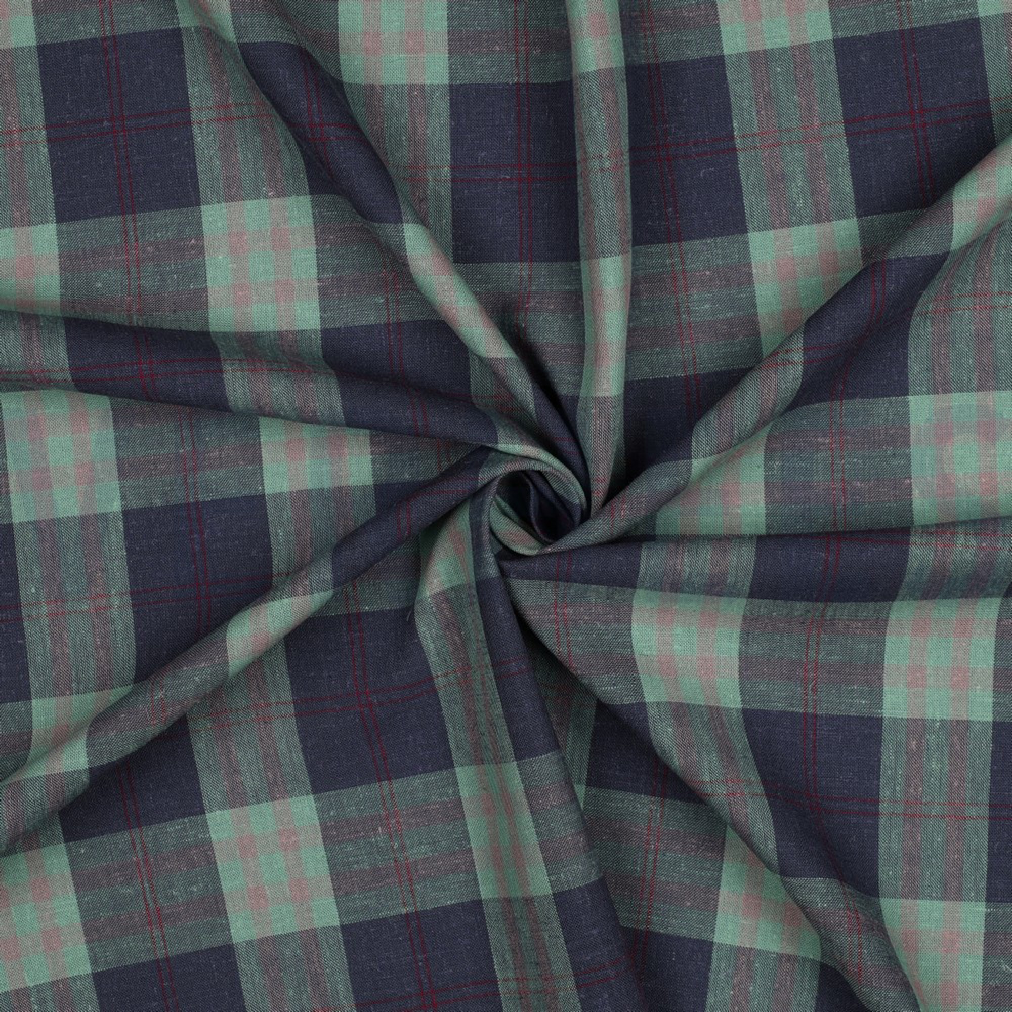LINEN VISCOSE YARN DYED CHECKS GREEN (high resolution) #3