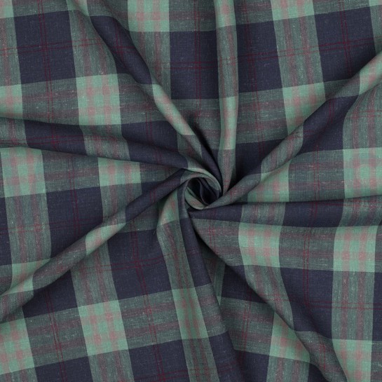 LINEN VISCOSE YARN DYED CHECKS GREEN #7