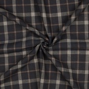LINEN VISCOSE YARN DYED CHECKS BROWN (thumbnail) #3