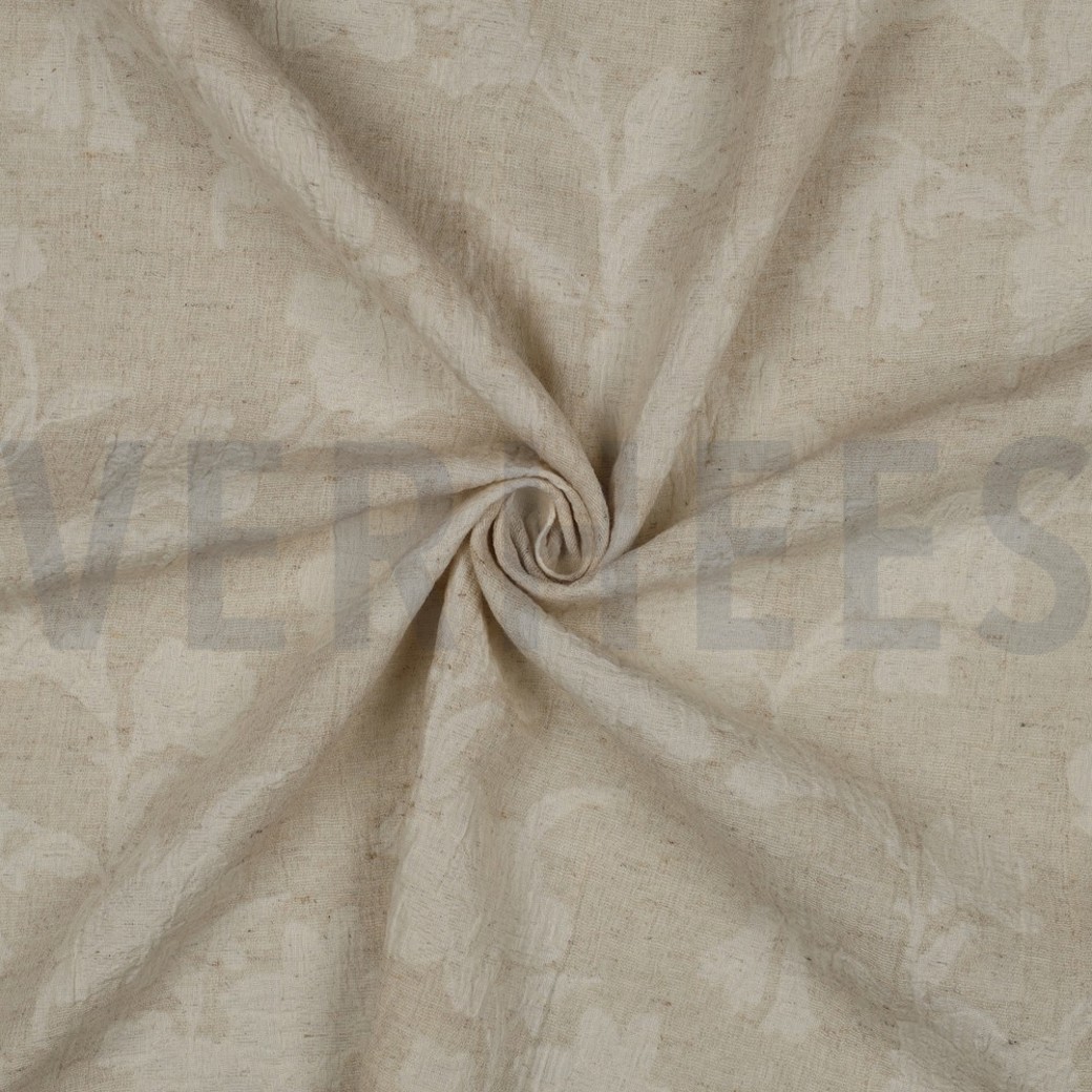 LINEN COTTON JACQUARD FLOWERS NATURAL #3