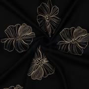 LINEN VISCOSE EMBROIDERY FLOWERS BLACK (thumbnail) #3