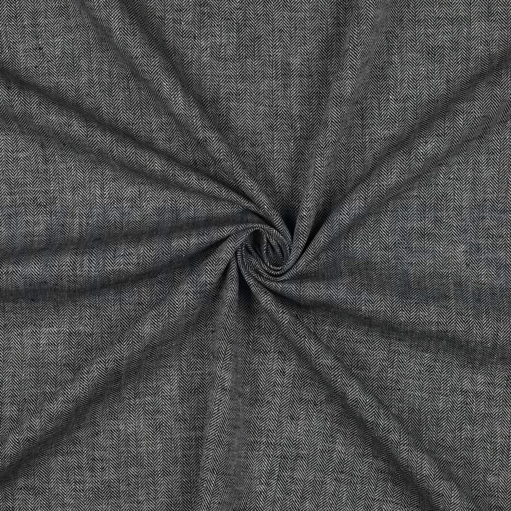 LINEN COTTON HERRINGBONE BLACK #3