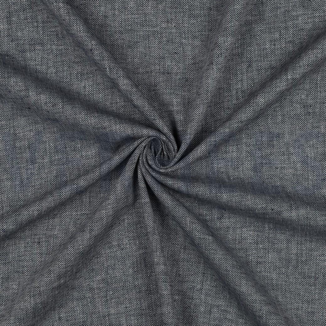 LINEN COTTON HERRINGBONE NAVY #3