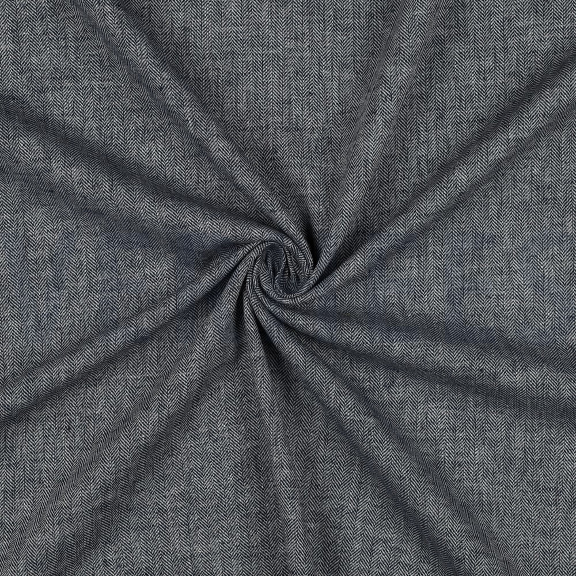 LINEN COTTON HERRINGBONE NAVY (high resolution) #3