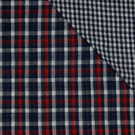 DOUBLE GAUZE DOUBLE SIDED CHECKS NAVY #7