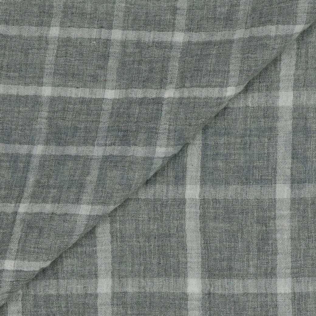 DOUBLE GAUZE MELANGE DOUBLE SIDED CHECK LIGHT GREY MELANGE #3