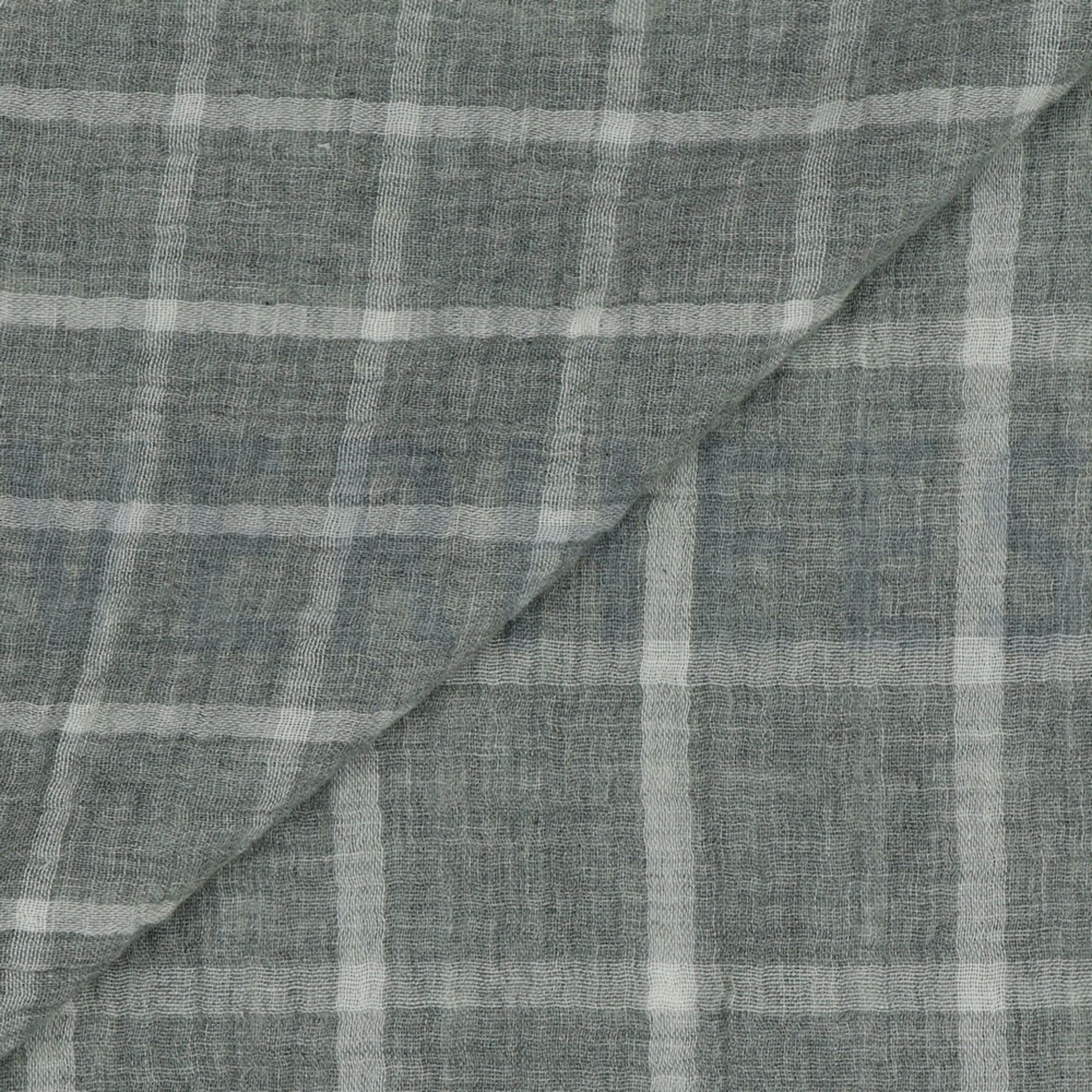 DOUBLE GAUZE MELANGE DOUBLE SIDED CHECK LIGHT GREY MELANGE (high resolution) #3