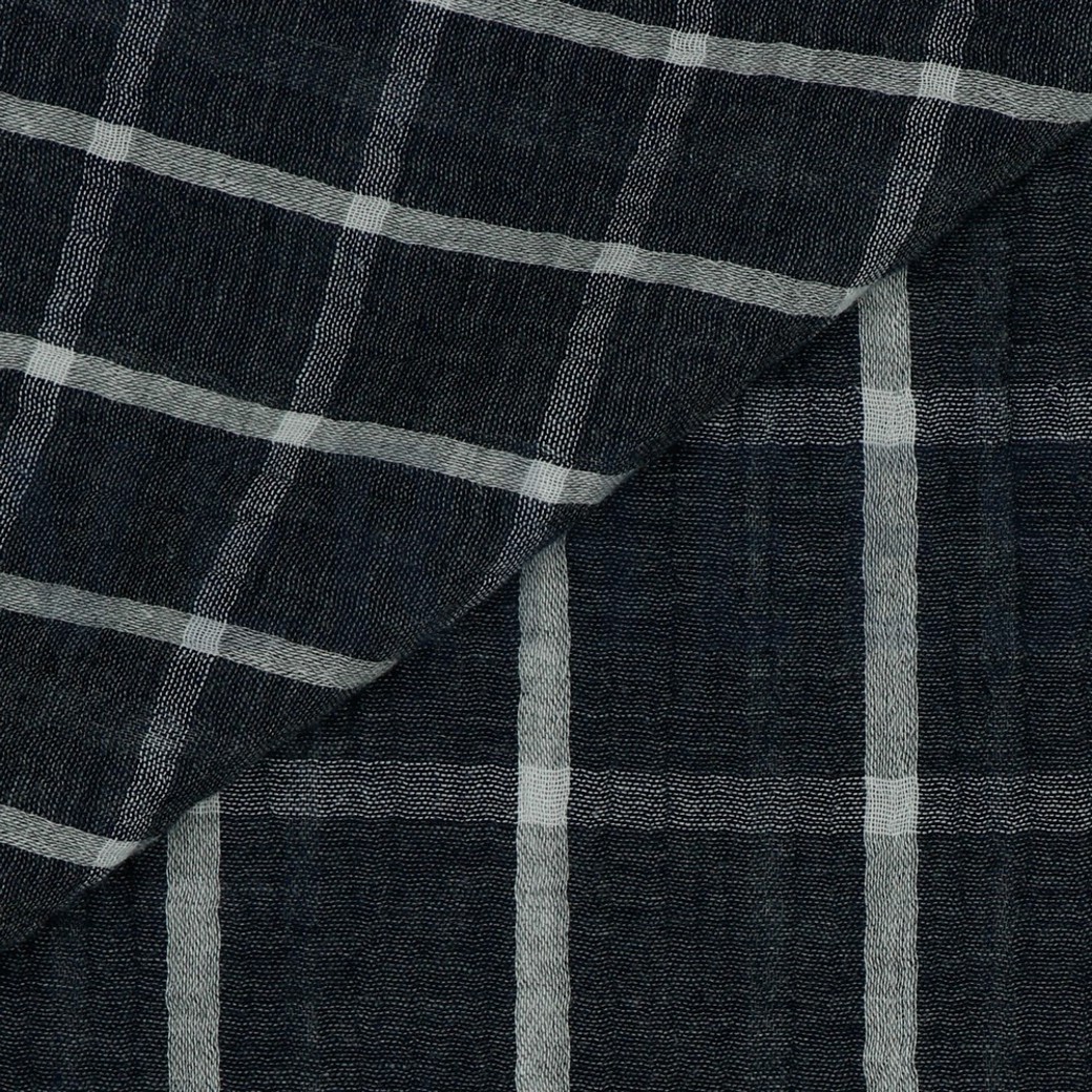 DOUBLE GAUZE MELANGE DOUBLE SIDED CHECK NAVY MELANGE #3