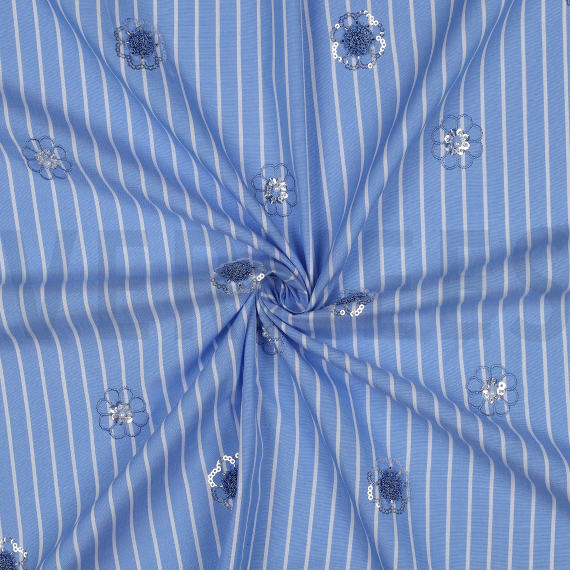 COTTON STRIPES SEQUINS FLOWERS BLUE (high resolution) #3