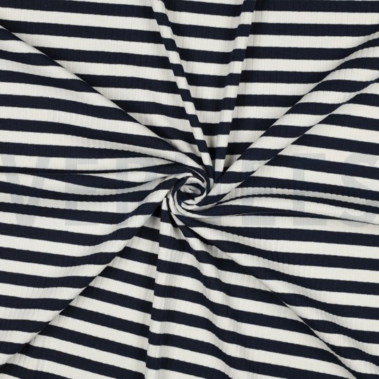 RIB GARENGEVERFD STREPEN DONKERBLAUW / ÉCRU #7