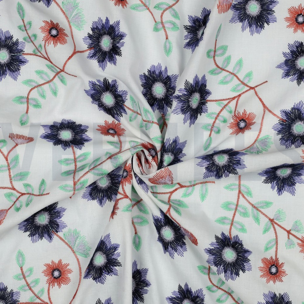 COTTON EMBROIDERY FLOWERS WHITE #3