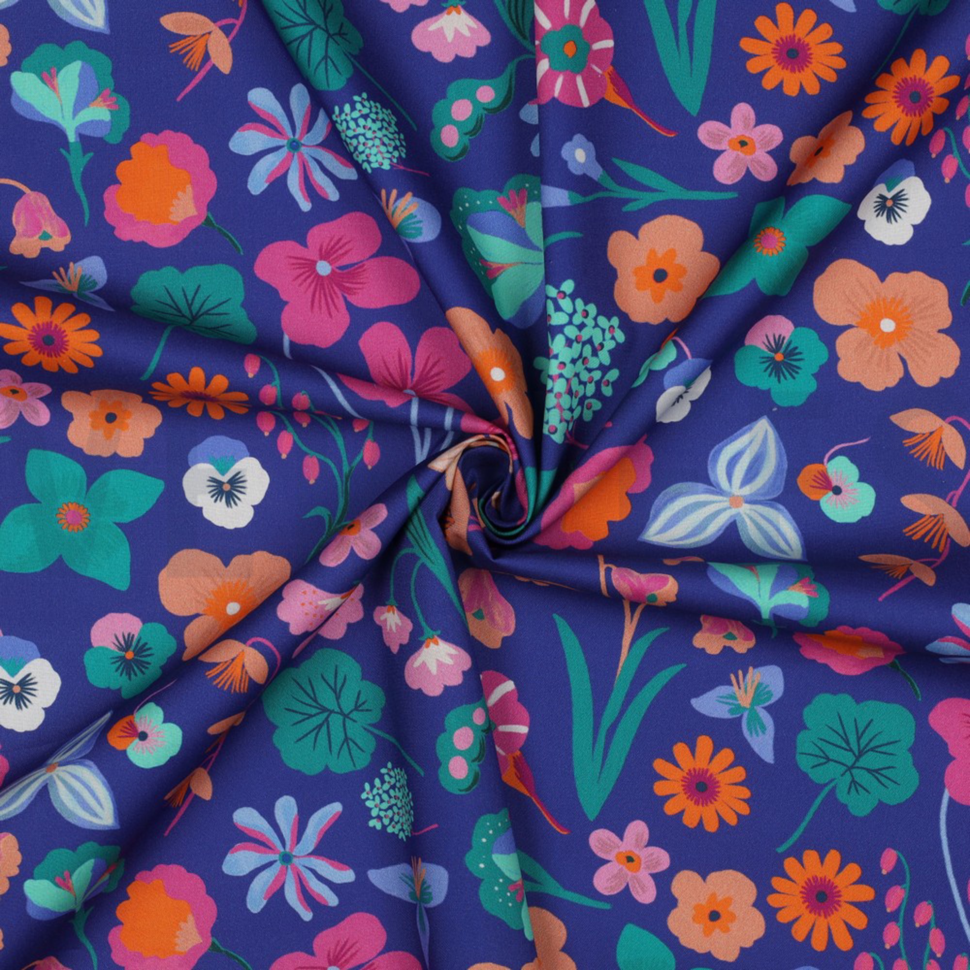 FINE POPLIN DIGITAL MEADOW FLOWER NERIDA HANSEN ROYAL BLUE (high resolution) #3