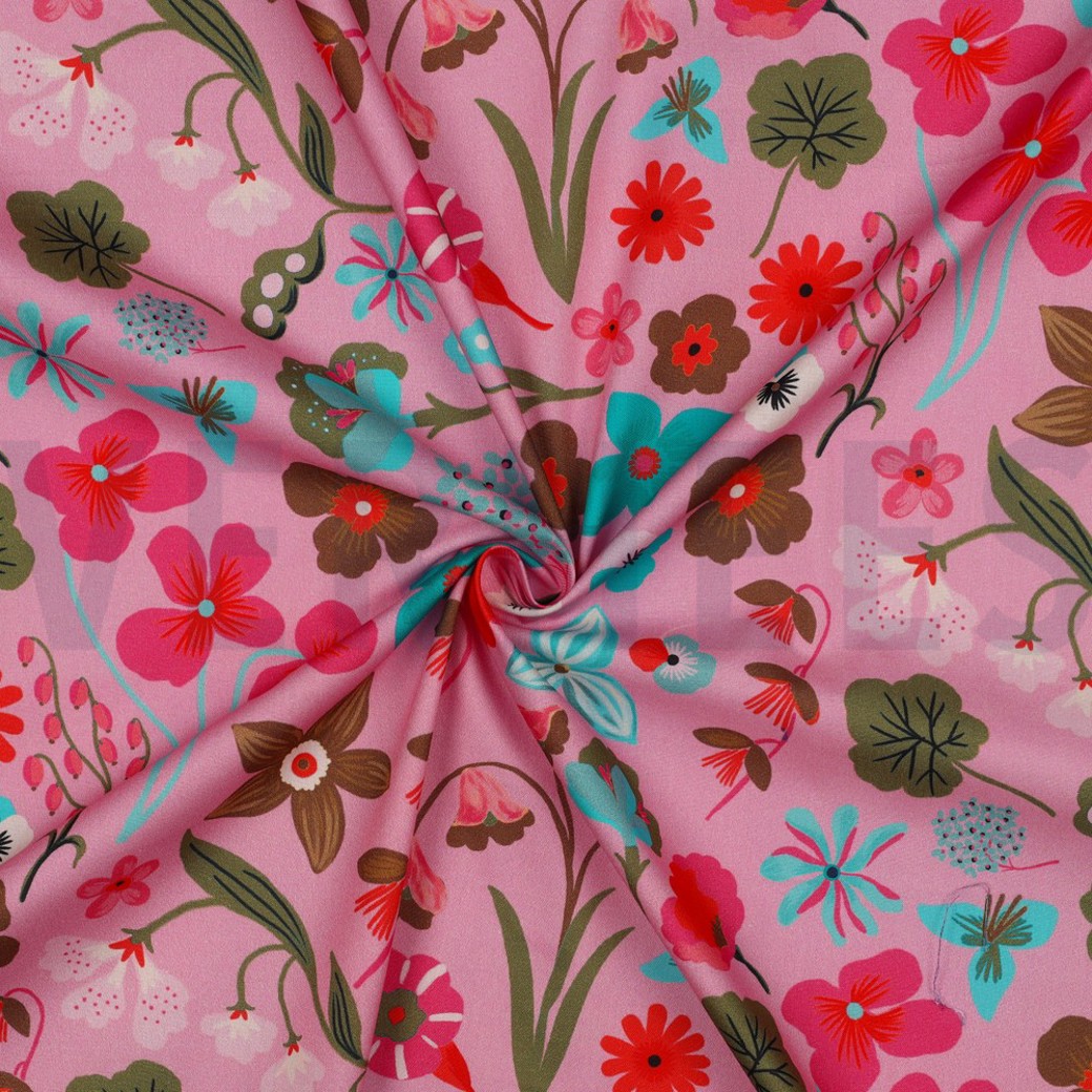FINE POPLIN DIGITAL MEADOW FLOWER NERIDA HANSEN LIGHT PINK #3