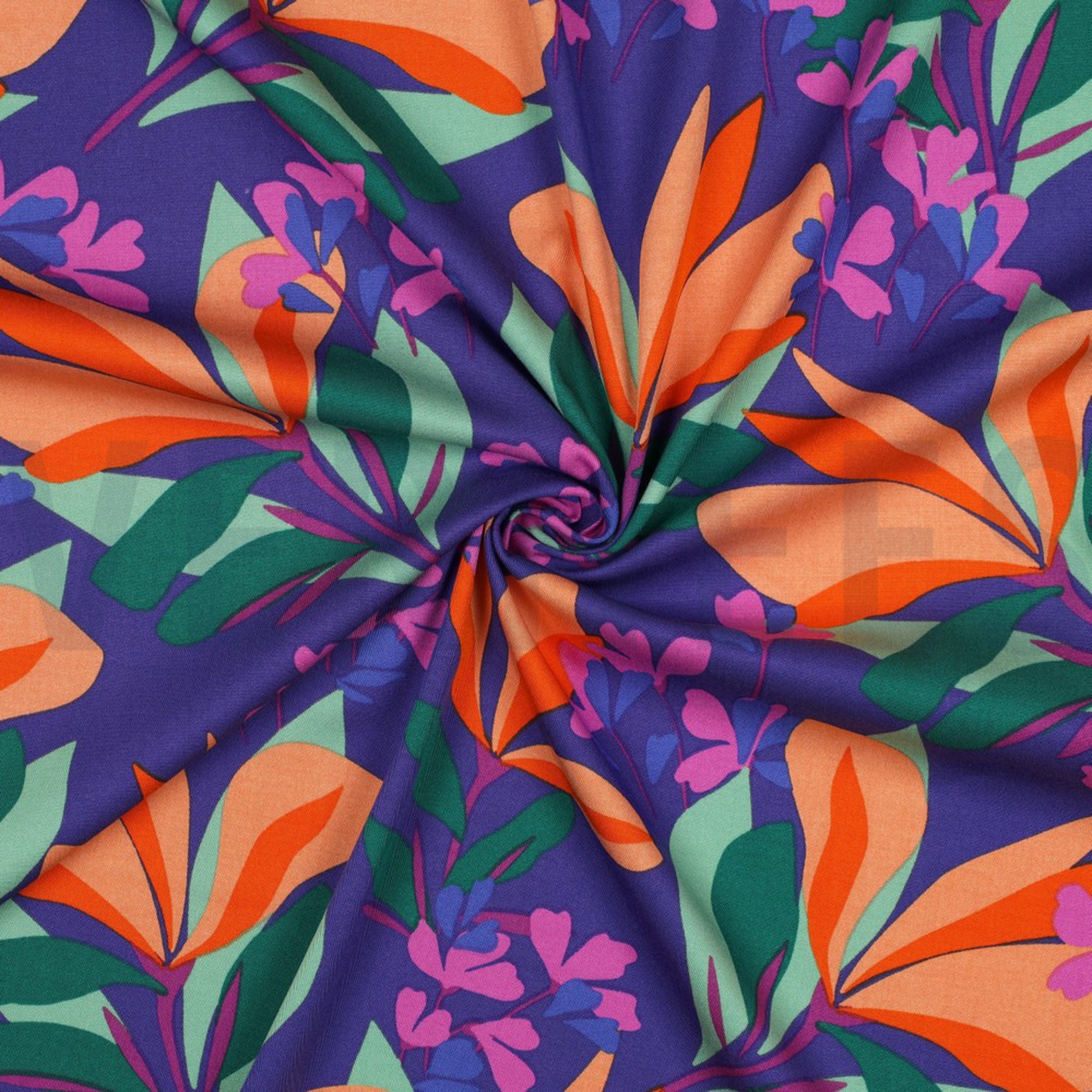 ROSELLA STRETCH SPRING GARDEN NERIDA HANSEN ROYAL BLUE / APRICOT (high resolution) #3