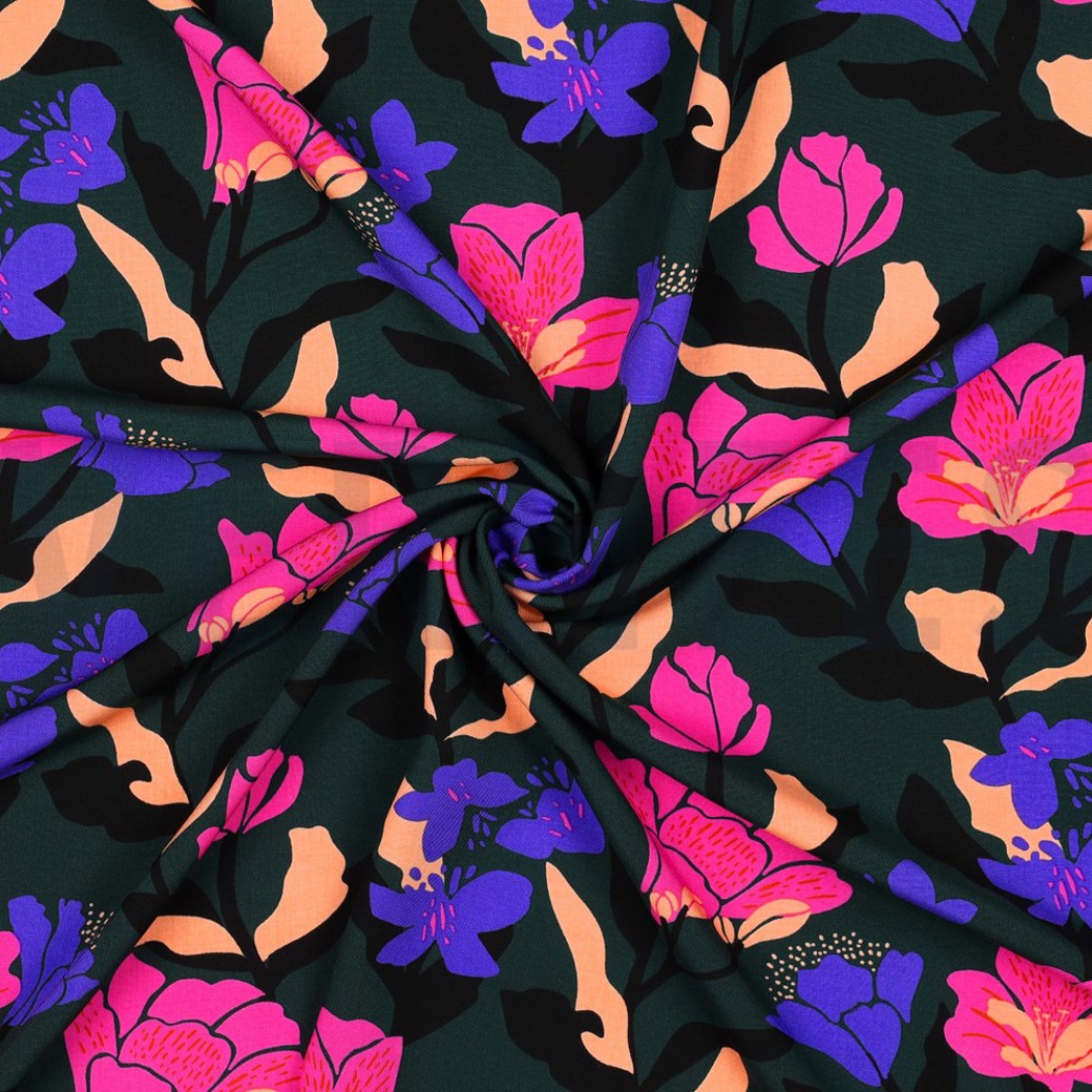 LENZING ECOVERO AMIRA FLORAL NERIDA HANSEN DARK GREEN #3