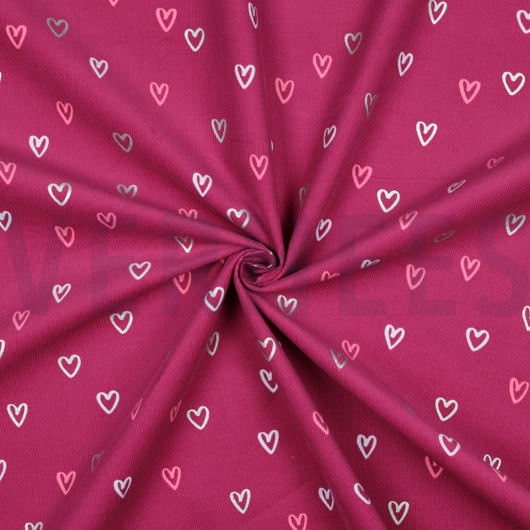 BABYCORD FOIL HEARTS FUCHSIA #3