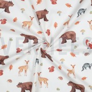 FINE POPLIN DIGITAL FOREST ANIMALS WHITE (thumbnail) #3