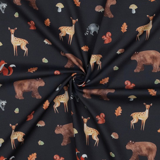 BAUMWOLLE POPELINE DIGITAL WALDTIERE MARINEBLAU #7