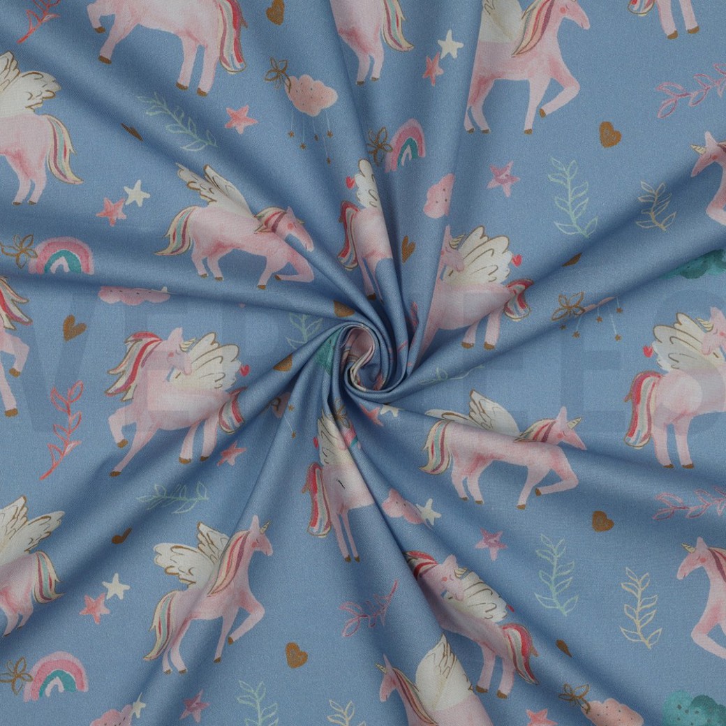 FINE POPLIN DIGITAL UNICORNS LIGHT BLUE #3